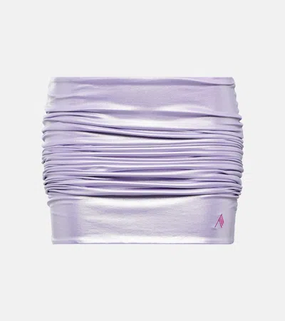 Attico Ruched Lycra Miniskirt In Lavander