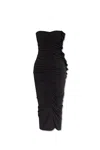Attico Ruched Midi Dresses In Black