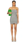 Attico Ruched Jersey Minidress In Grey