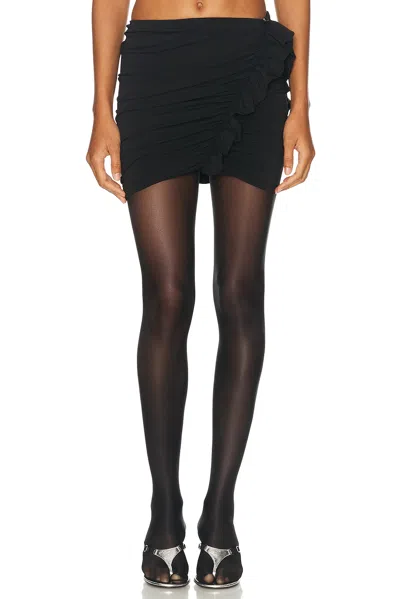 Attico Ruched Mini Skirt In Black