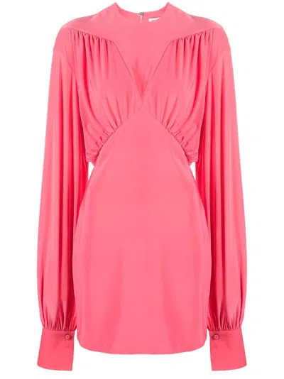Attico Ruched Minidress In Pink