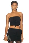 Attico Ruffled Strapless Top In Black