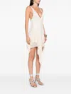 Attico Ruffled Asymmetric Mini Dress In Neutral