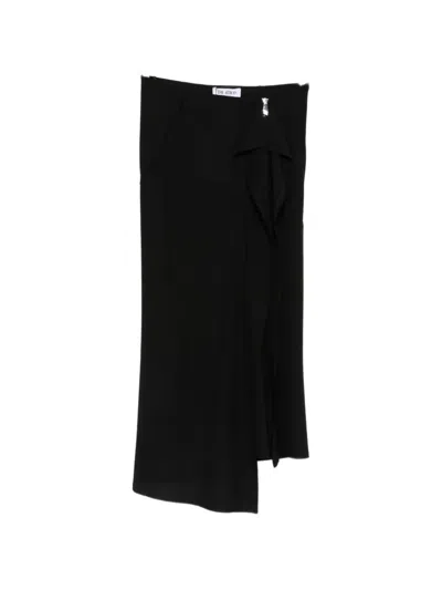 Attico Ruffled Asymmetric Midi Skirt In Black