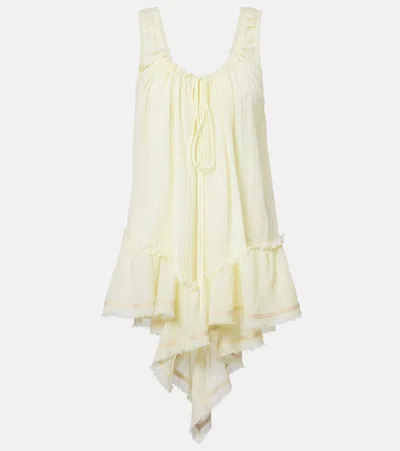 Attico Ruffled Cotton Minidress In White