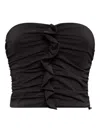 Attico Ruffled Strapless Top In Black