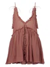 Attico Ruffled Tie Mini Dress In Pink