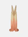 Attico The  Long Tulle Dress With Geometric Inserts In Sand