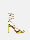 Attico Python Printed Leather Adele Sandals In Orange/black/yellow/green