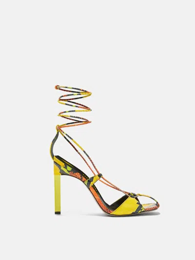ATTICO ''ADELE'' ORANGE ,BLACK, YELLOW AND GREEN LACE-UP SANDAL