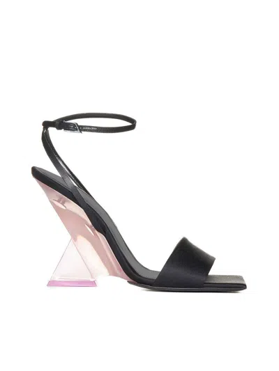 Attico Satin Cheope Sandals With Plexiglass Heel 11cm In Black