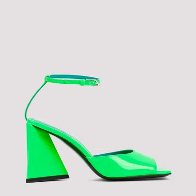 Attico Fluorescent Pink Slingback With Pyramid Heel And Square Toe In Green