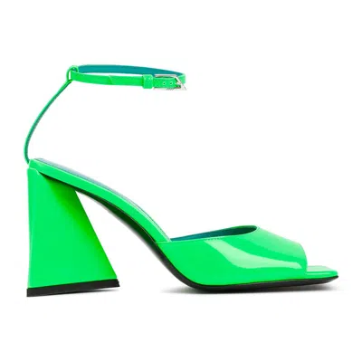 Attico Fluo Green Piper Sandals With Squared Heel