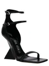 Attico 'grace' Black Sandals With Double Ankle Strap And Pyramid Wedge In Leather Woman In Black