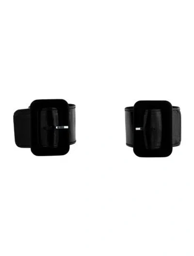 Pre-owned Attico Satin & Leather Straps Anklets In Black