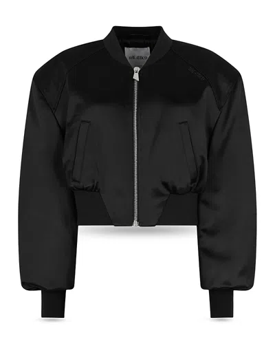 Attico Satin Bomber Jacket In Black