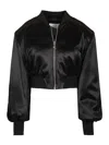 Attico Satin Bomber Jacket Jackets Black