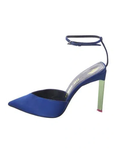 Pre-owned Attico Satin Flats In Blue