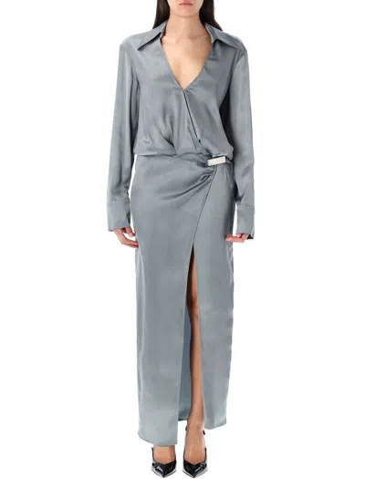 ATTICO SATIN LONG DRESS