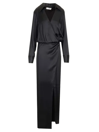 Attico Satin Midi Dress Dresses Black