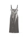 Attico Open-back Satin Midi Dress In Brown