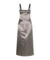 Attico Open-back Satin Midi Dress In Gray
