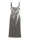Attico Open-back Satin Midi Dress In Brown