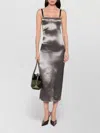 Attico Open-back Satin Midi Dress In Brown
