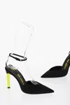 Attico Satin Perine Ankle-strap Pumps With Leather Trims And Fluore In Black