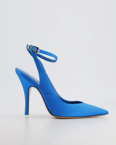 Attico Satin Pumps With Silver Buckle Detail In Blue