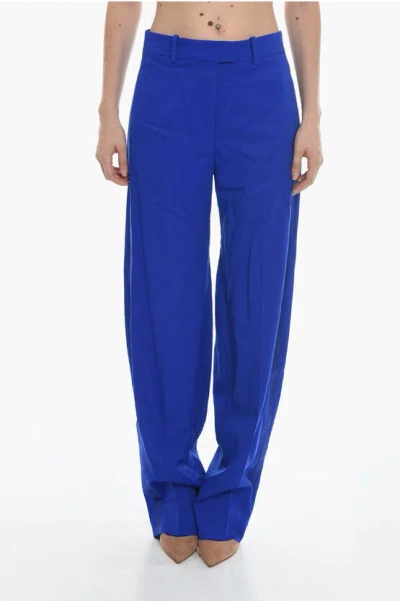 Attico Satin Side Bands Balloon Pants In Blue