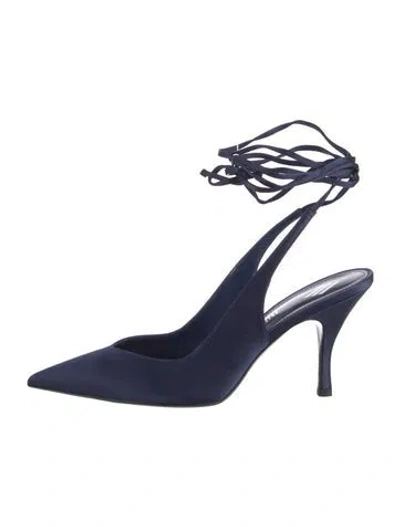 Pre-owned Attico Satin Slingback Pumps In Blue