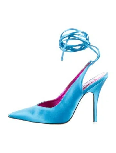Pre-owned Attico Satin Slingback Pumps In Blue
