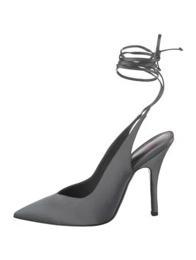 Pre-owned Attico Satin Slingback Pumps In Gray