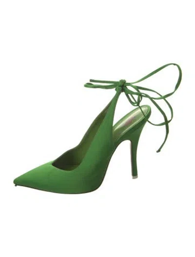 Pre-owned Attico Satin Slingback Pumps In Green