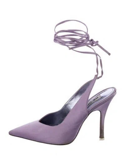 Pre-owned Attico Satin Slingback Pumps In Purple