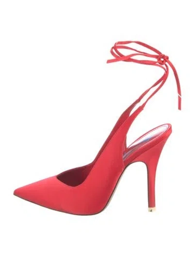 Pre-owned Attico Satin Slingback Pumps In Red