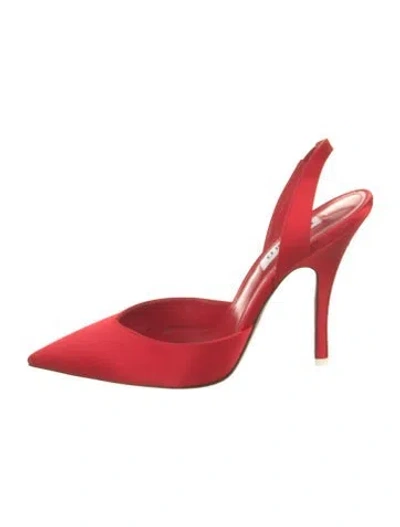 Pre-owned Attico Satin Slingback Pumps In Red
