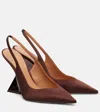 Attico Satin Slingback Wedges In Brown