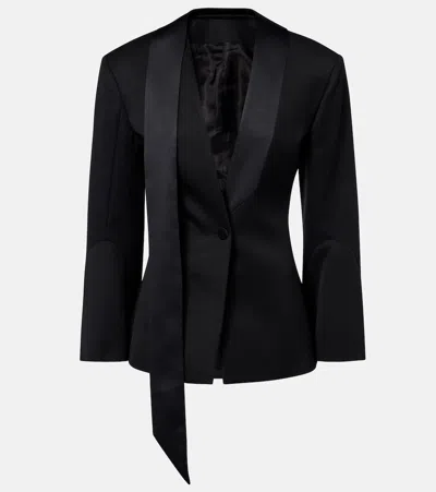 Attico Satin-trimmed Virgin Wool Blazer In Black