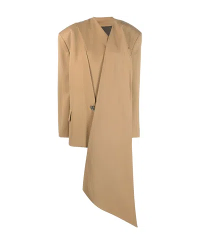 Attico Scarf-detail Draped Blazer In Nude