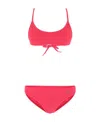 Attico Nylon Bikini With Scoop Neckline And Ribbed Texture In Red