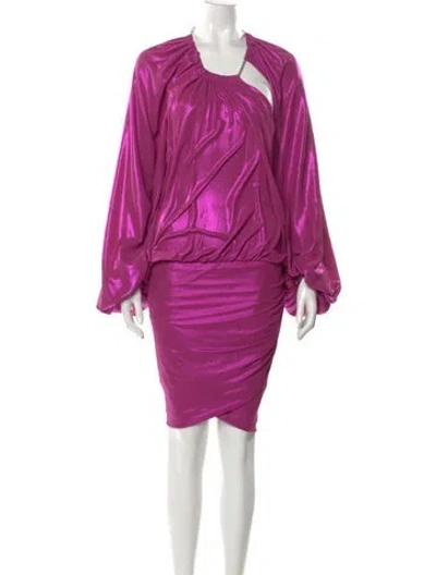 Pre-owned Attico Scoop Neck Knee-length Dress In Pink