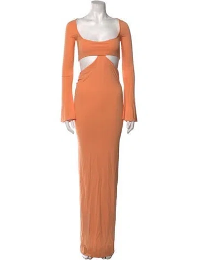 Pre-owned Attico Scoop Neck Long Dress In Orange