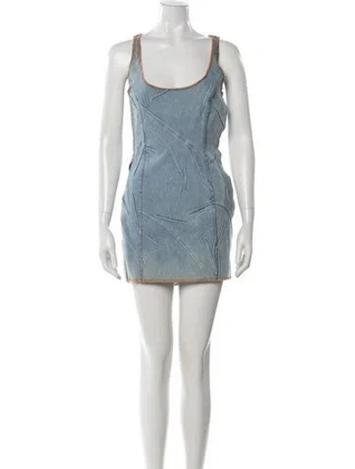 Pre-owned Attico Scoop Neck Mini Dress W/ Tags In Blue