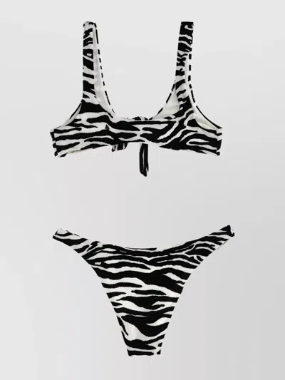 ATTICO 'SCOOP NECKLINE ZEBRA BIKINI SET'