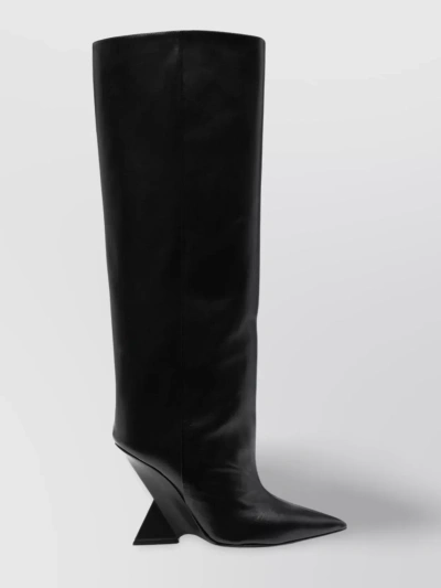ATTICO SCULPTED CALF LEATHER WEDGE BOOTS