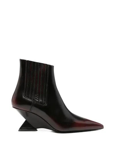 Attico Sculptural Wedge-heel Ankle Boots In Brown