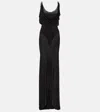 Attico Semi-sheer Jersey Gown In Black