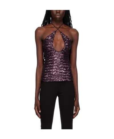 Attico Purple Alix Tank Top In 498 Aubergine